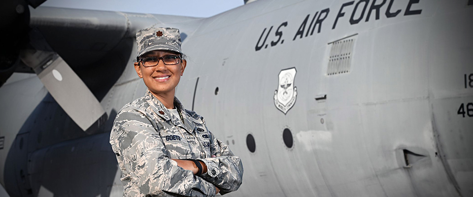 Air Force airman with plane